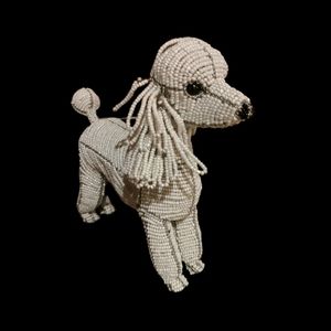 Unique Beaded white poodle figurine